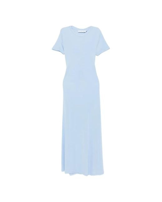 Proenza Schouler Blue Noelle Short-Sleeve Maxi Dress
