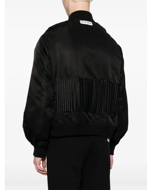 Mostly Heard Rarely Seen Black Logo-Embroidered Panelled Jacket for men
