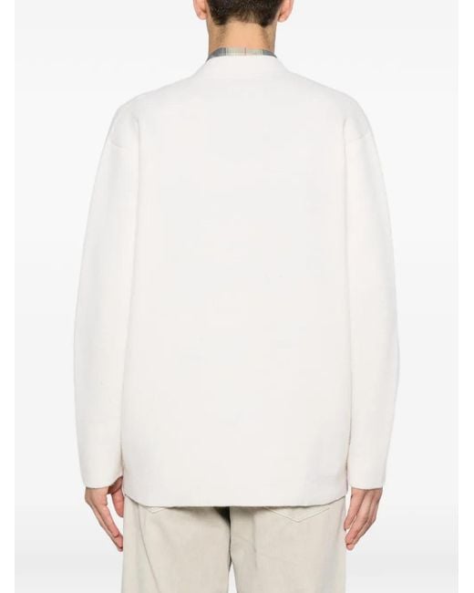 Eleventy White V-Neck Button-Up Cardigan for men