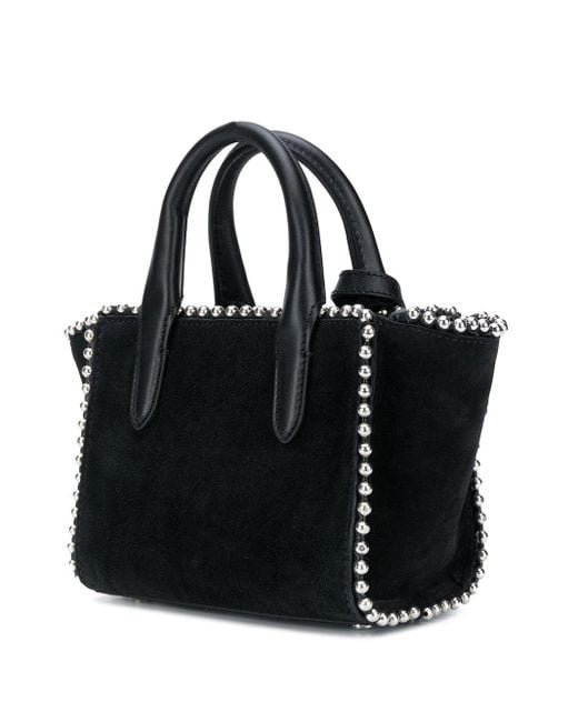 Zadig & Voltaire Suede Stud Embellished Shoulder Bag in Black - Lyst