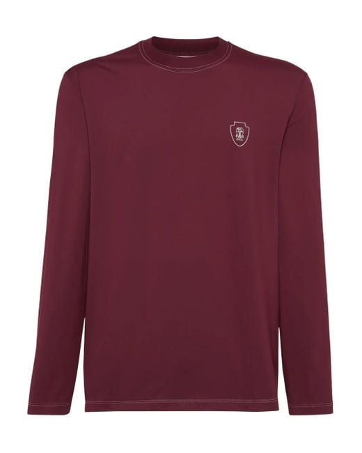 Brunello Cucinelli Logo-Embroidered Long-Sleeve T-Shirt for men