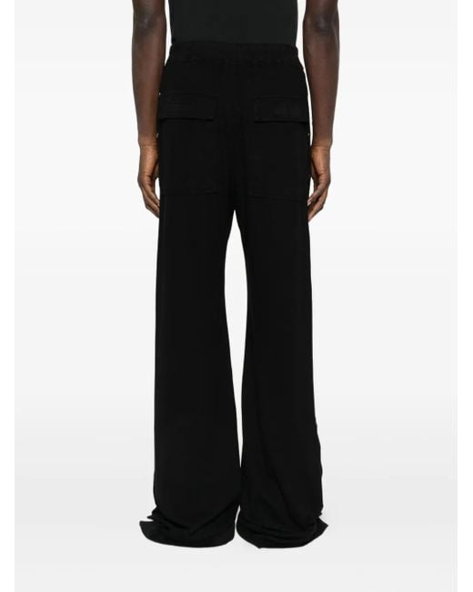 Rick Owens Black Drawstring Wide-Leg Trousers for men