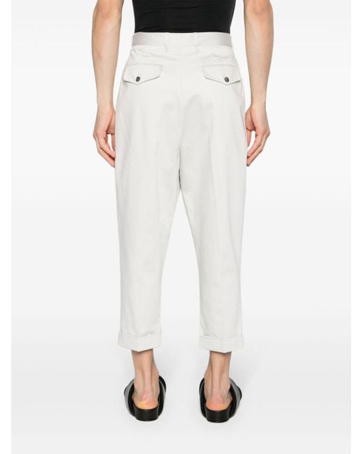 AMI White Tapered-leg Cotton Trousers for men