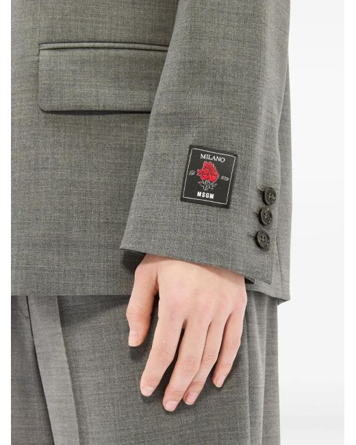 MSGM Gray Single-Breasted Blazer