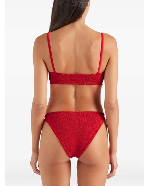 Hunza G Red Alicia Crinkle-Effect Bikini