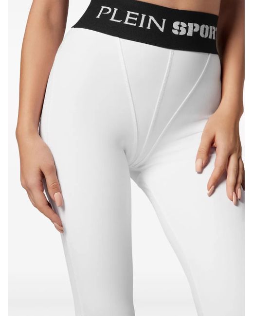 Philipp Plein White Logo-Waistband Leggings