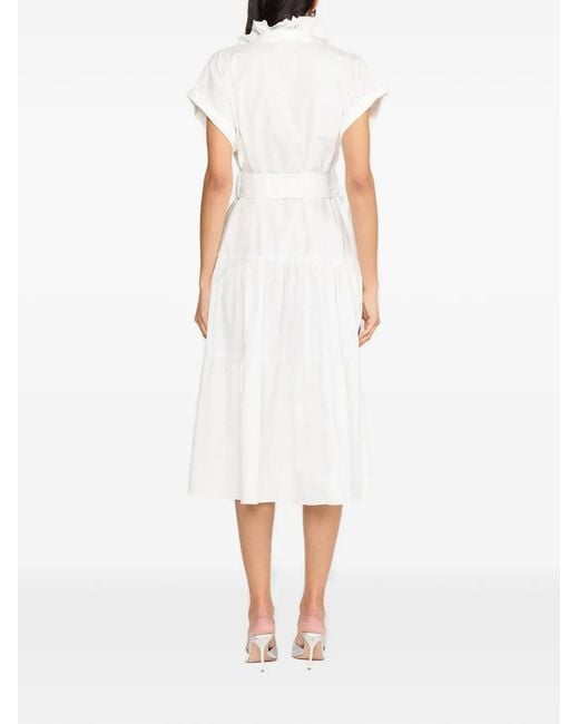 CHRISTY LYNN White Jonah Belted Ruffled Midi Dress