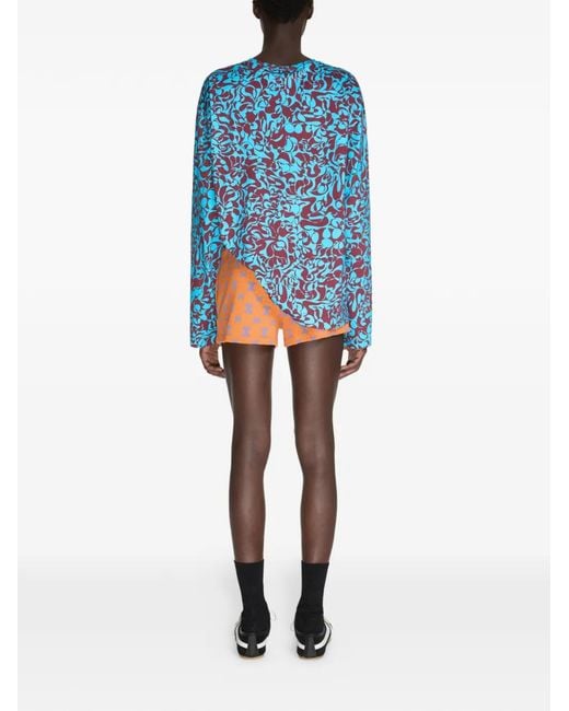 Dries Van Noten Blue Long-Sleeve Cotton T-Shirt for men
