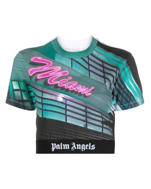 Palm Angels Blue Cropped-Top aus Baumwolle