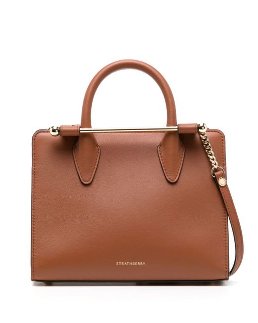 Leather tote bag di Strathberry in Brown