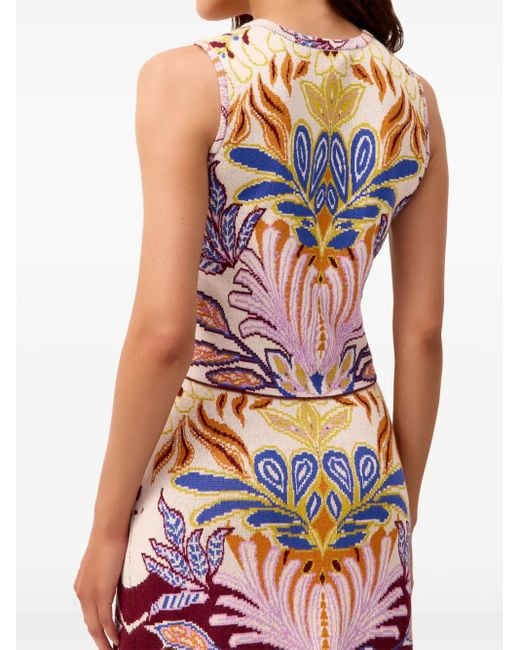 Marie Oliver Blue Kim Floral-Print Knitted Top