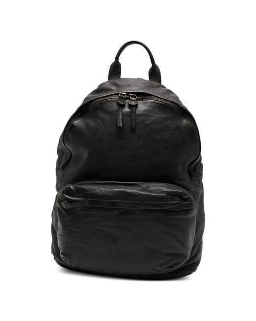 Officine Creative Black Ignis Leather Backpack for men