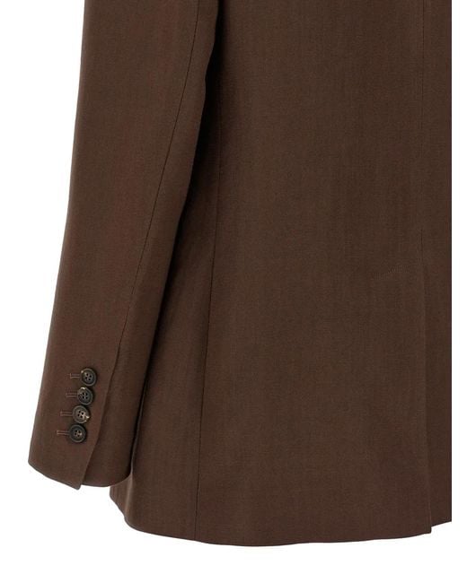 Brunello Cucinelli Brown Double-Breasted Blazer