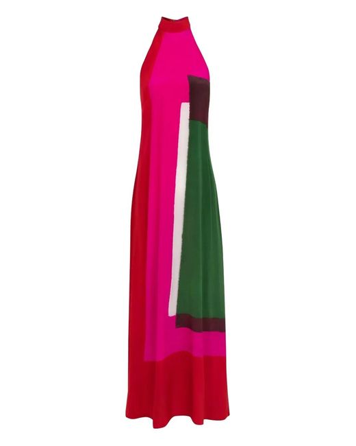 Lenny Niemeyer Pink Cosmopolitan High-Neck Panelled Maxi Dress