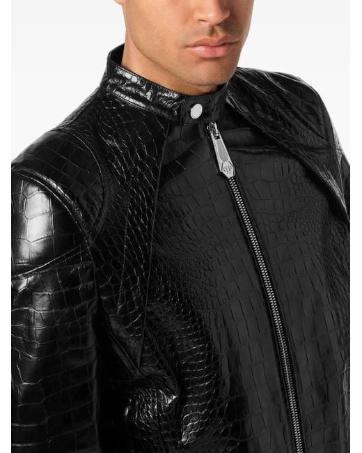 メンズ Philipp Plein ライダースジャケット Black