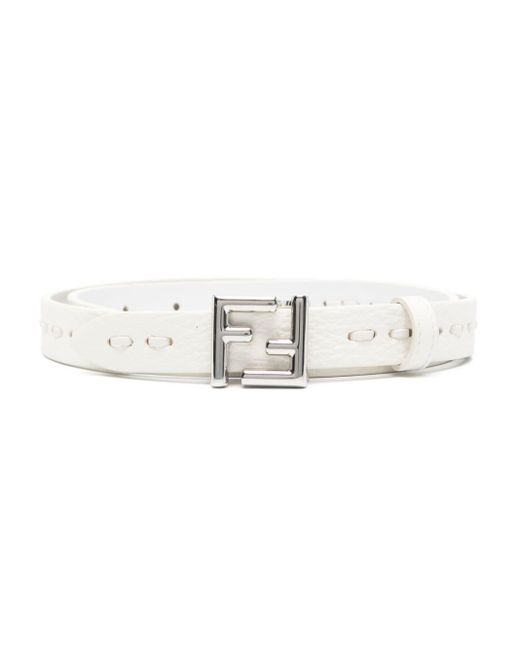 Fendi White Ff Leather Belt