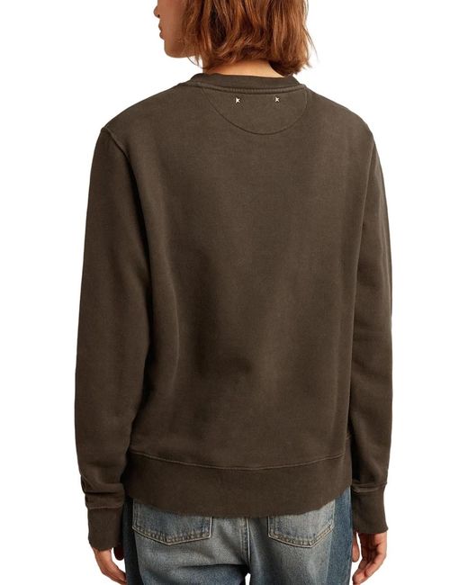 Golden Goose Deluxe Brand Gray Relaxed Fit Long Sleeve Sweatshirt With Decorative Detail