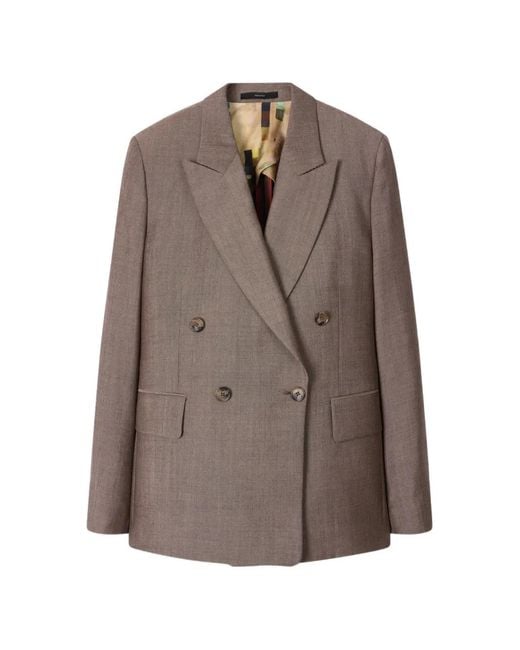 Paul Smith Brown Double-Breasted Wool Blazer