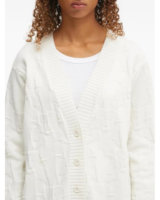 Fiorucci White Buttoned Textured Cardigan