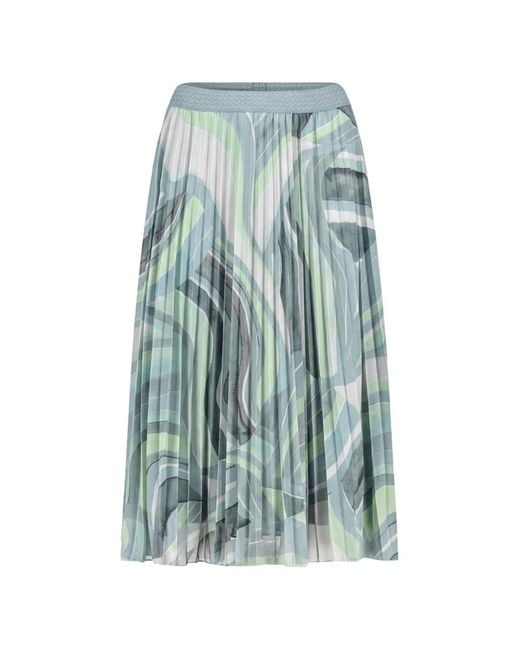 Betty Barclay Blue Abstract-Print Pleated Skirt