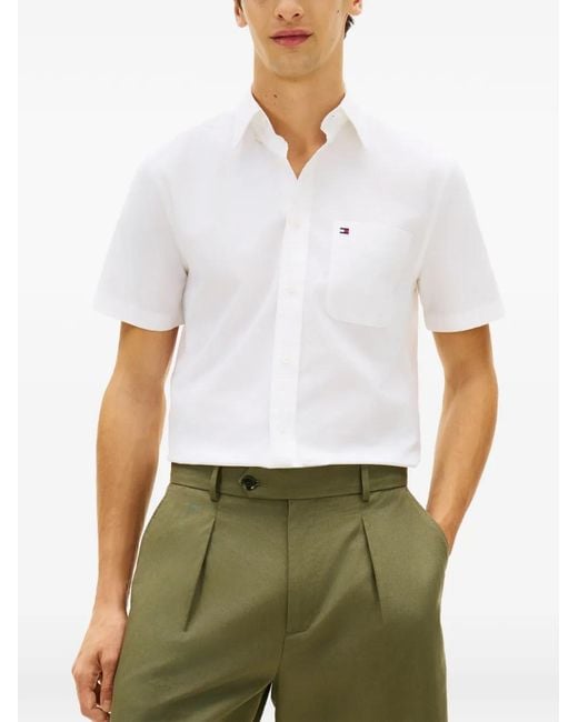 Tommy Hilfiger White Chemise En Coton À Manches Courtes for men