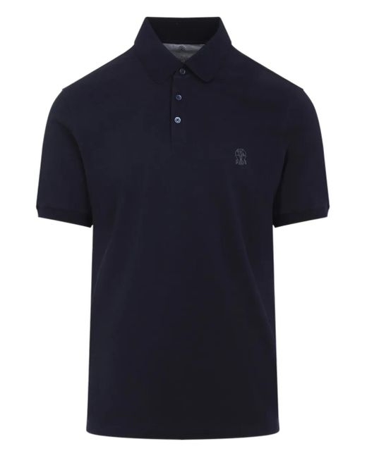 Brunello Cucinelli Poloshirt mit Stickerei in Blue für Herren