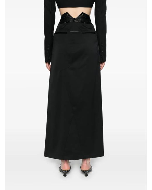 MM6 by Maison Margiela Black Pleat-Detailing Maxi Skirt