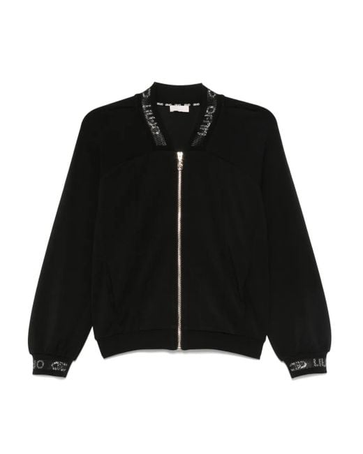 Liu Jo Black Logo-Details Zip-Up Jacket