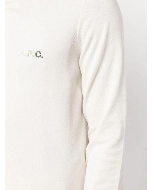 A.P.C. White Cotton Crewneck Jumper for men