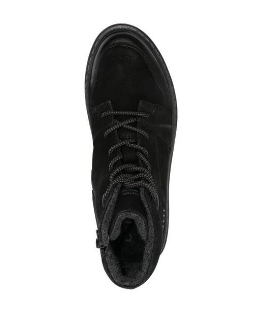 Bugatti Black Nubuck Panelled Lace-Up Ankle Boots for men