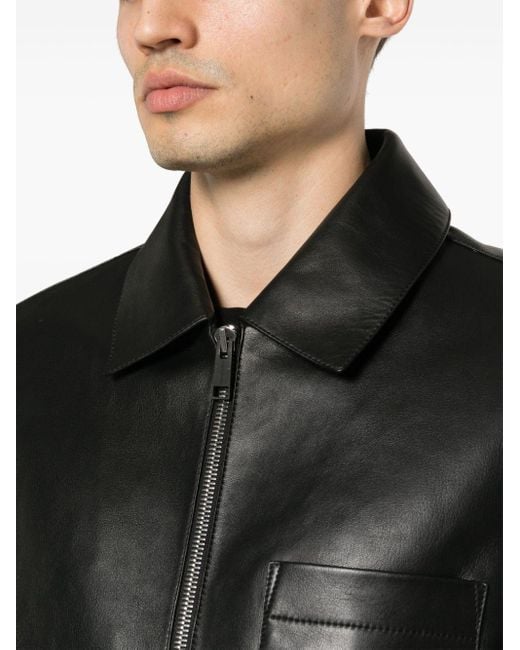 Veste en cuir à fermeture zippée Yves Salomon pour homme en coloris Black