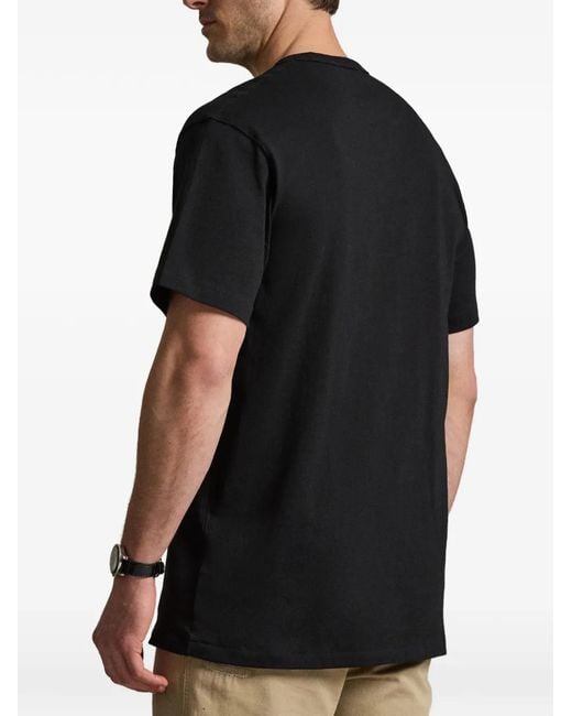 Polo Ralph Lauren Black Embroidered Logo-Print T-Shirt for men