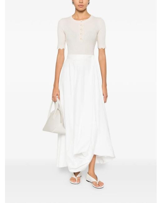 Allude White Button Ribbed Knitwear