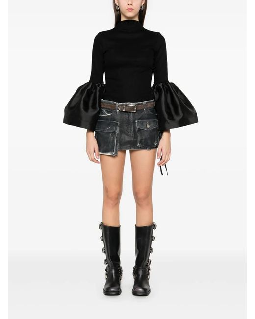 Marques'Almeida Black Flared-Cuff Top