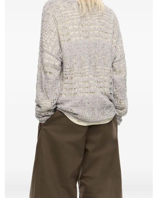 Bimba Y Lola Gray Pointelle-Knit Top