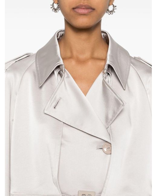 Herno White Belted Satin Trench Coat