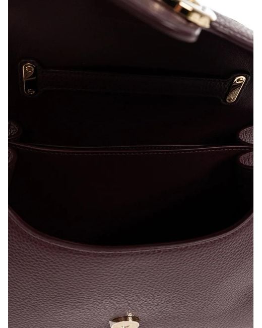 Ferragamo Purple Double Gancini Leather Tote Bag