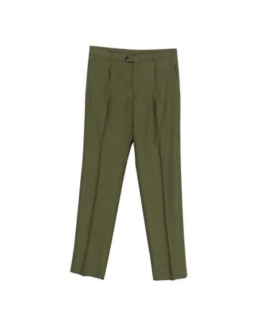 Etro Green Pleated Button Trousers for men