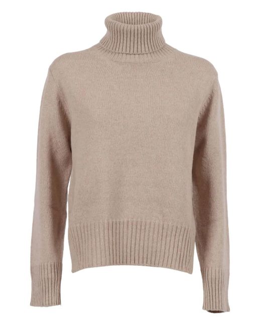 Kangra Natural Rollkragenpullover mit geripptem Saum