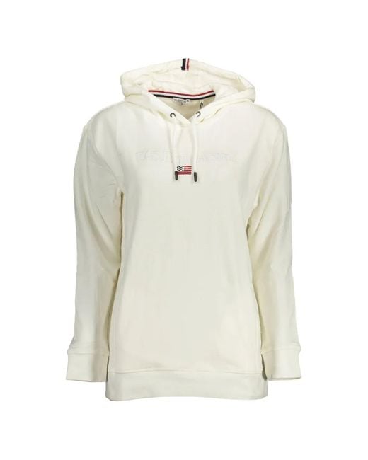 U.S. POLO ASSN. White Logo-Embroidered Hoodie