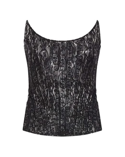 GIUSEPPE DI MORABITO Black Sequin-Embellished Corset Top