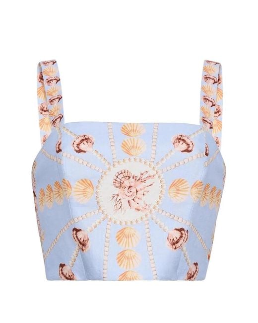 Cara Cara Blue Helena Seashell-Print Top