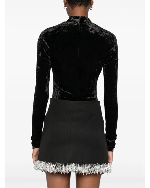 Versace Jeans Couture Black Keyhole-Neck Long-Sleeves Bodysuit