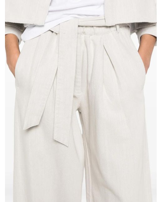 Sessun White Rinim Tie Waist Trousers