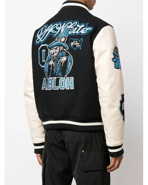 Off-White c/o Virgil Abloh Off Whitetm Black/ivory Bomber Jacket With Patches for men