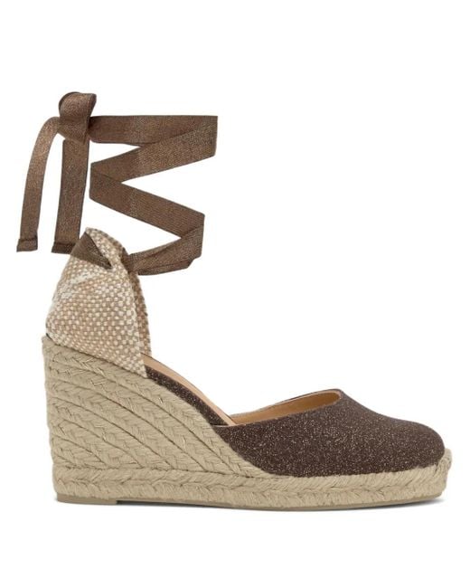 Castaner Metallic 90Mm Carina Glitter Wedge-Heel Espadrilles