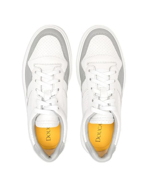 Doucal's White Perforated Panel Sneakers