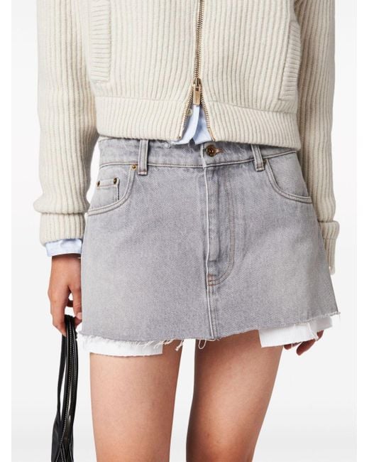 Miu Miu Gray Mini Denim Skirt