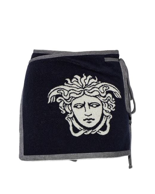 Versace Medusa Head Wikkelstrandrok in het Blue
