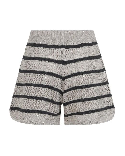 Brunello Cucinelli Gray Striped Shorts